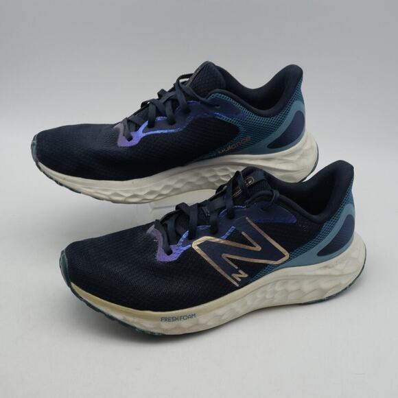 New Balance Women's 9 Fresh Foam Arishi V4 Shoes Sneakers Blue Gold NO Insoles - Picture 2 of 12